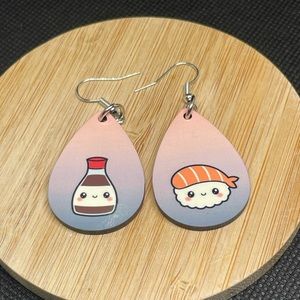 Sushi and Soy Fun Earrings Matching Couple